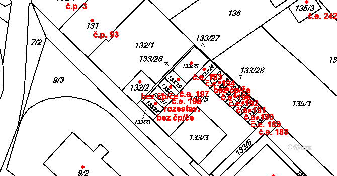 Zastávka 198 na parcele st. 133/20 v KÚ Zastávka, Katastrální mapa