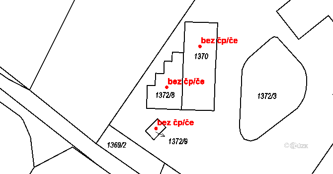 Dačice 80285180 na parcele st. 1372/8 v KÚ Dačice, Katastrální mapa