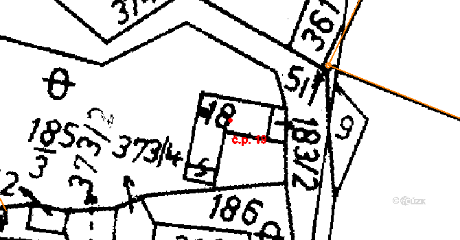 Lažany 19 na parcele st. 18 v KÚ Lažany u Doubravice, Katastrální mapa