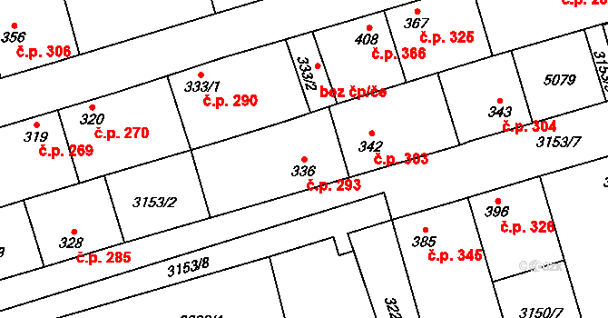 Kryry 293 na parcele st. 336 v KÚ Kryry, Katastrální mapa