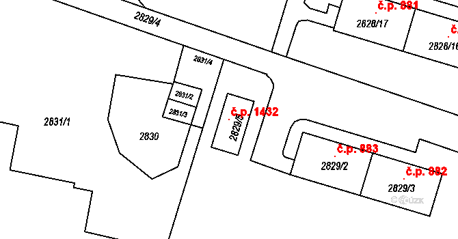 Poruba 1432, Orlová na parcele st. 2829/5 v KÚ Poruba u Orlové, Katastrální mapa