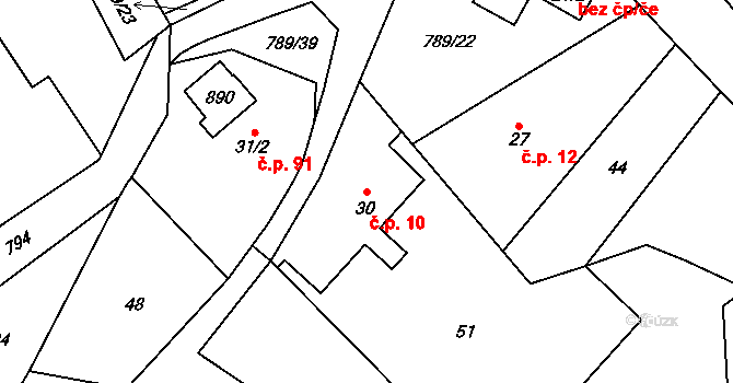 Merklovice 10, Vamberk na parcele st. 30 v KÚ Merklovice, Katastrální mapa