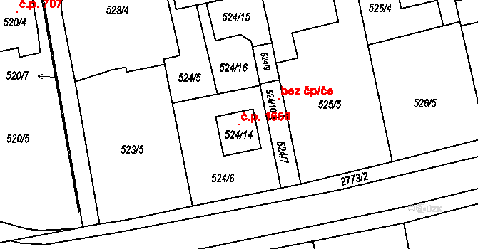 Kylešovice 1656, Opava na parcele st. 524/14 v KÚ Kylešovice, Katastrální mapa