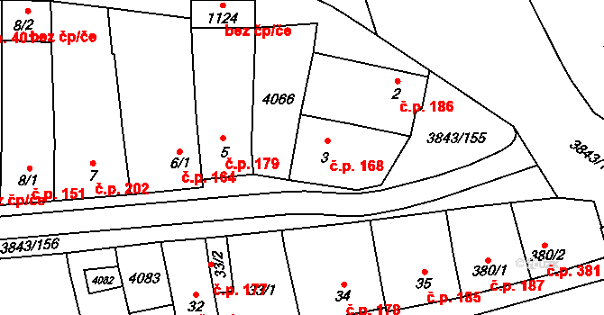 Rakvice 168 na parcele st. 3 v KÚ Rakvice, Katastrální mapa