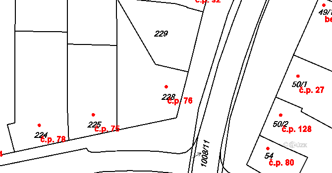 Všetuly 76, Holešov na parcele st. 228 v KÚ Všetuly, Katastrální mapa
