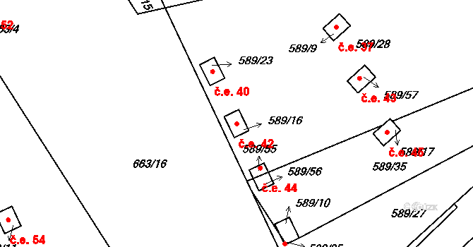 Přerov IV-Kozlovice 42, Přerov na parcele st. 589/16 v KÚ Kozlovice u Přerova, Katastrální mapa