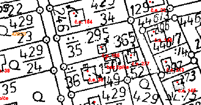 Černíny 185 na parcele st. 295 v KÚ Černíny, Katastrální mapa