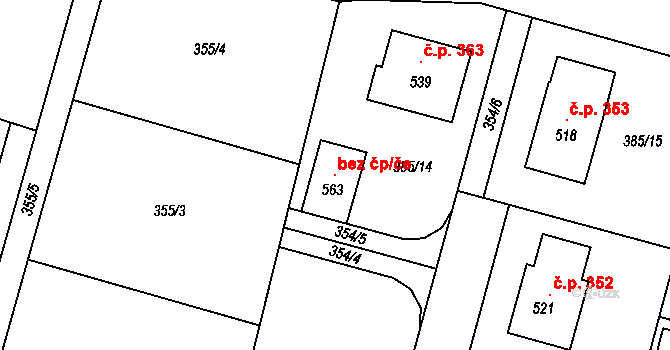 Sedlec-Prčice 117600181 na parcele st. 563 v KÚ Sedlec u Votic, Katastrální mapa