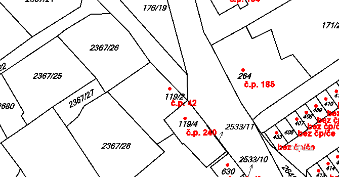 Libá 42 na parcele st. 119/2 v KÚ Libá, Katastrální mapa