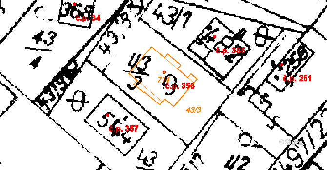 Přerov nad Labem 356 na parcele st. 714 v KÚ Přerov nad Labem, Katastrální mapa