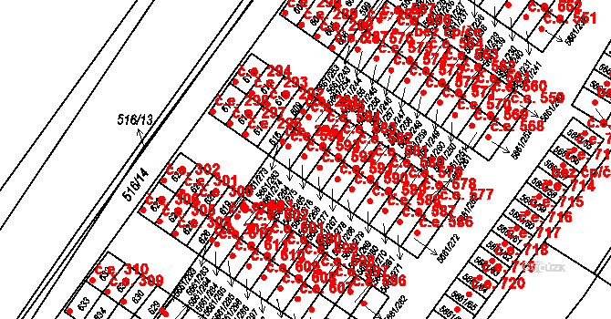 Jihlava 593 na parcele st. 5661/265 v KÚ Jihlava, Katastrální mapa
