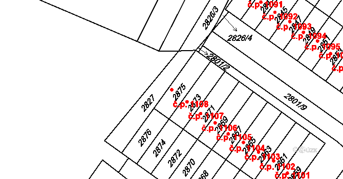 Rýmařov 1108 na parcele st. 2875 v KÚ Rýmařov, Katastrální mapa
