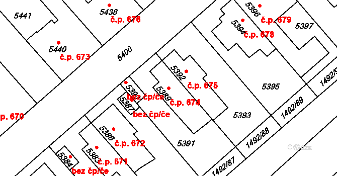 Kročehlavy 674, Kladno na parcele st. 5389 v KÚ Kročehlavy, Katastrální mapa