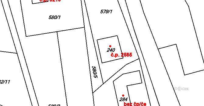 Šumperk 2565 na parcele st. 240 v KÚ Horní Temenice, Katastrální mapa