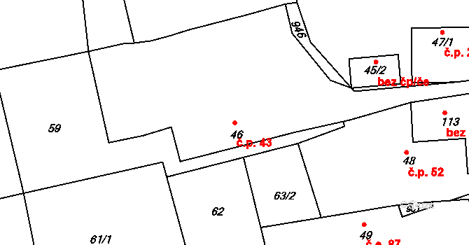 Drachkov 43, Bystřice na parcele st. 46 v KÚ Drachkov, Katastrální mapa