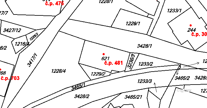 Horní Rokytnice 481, Rokytnice nad Jizerou na parcele st. 621 v KÚ Horní Rokytnice nad Jizerou, Katastrální mapa