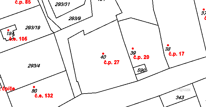 Hatě 27, Skuhrov na parcele st. 40 v KÚ Skuhrov pod Brdy, Katastrální mapa