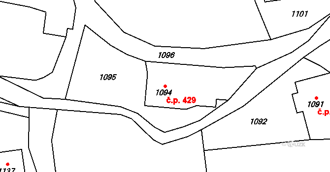 Staříč 429 na parcele st. 1094 v KÚ Staříč, Katastrální mapa