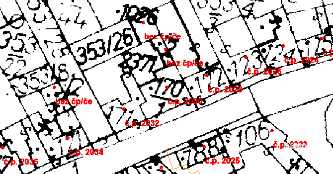 Podlusky 2030, Roudnice nad Labem na parcele st. 170/1 v KÚ Podlusky, Katastrální mapa