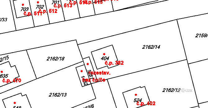Zliv 382 na parcele st. 404 v KÚ Zliv u Českých Budějovic, Katastrální mapa