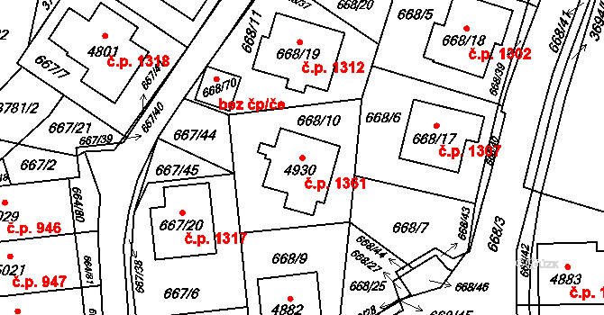Žamberk 1361 na parcele st. 4930 v KÚ Žamberk, Katastrální mapa