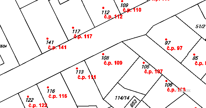 Litol 109, Lysá nad Labem na parcele st. 108 v KÚ Litol, Katastrální mapa