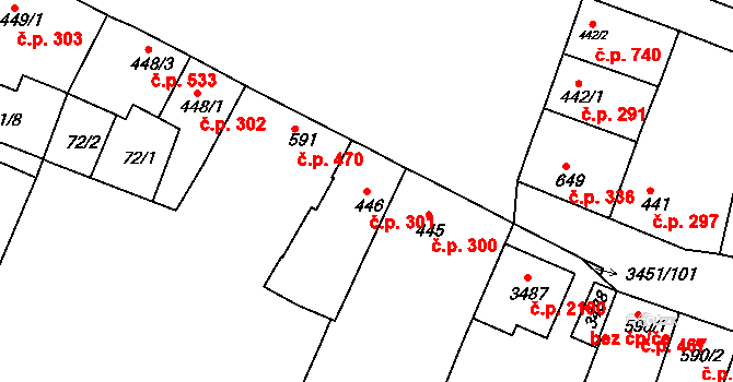 Lysá nad Labem 301 na parcele st. 446 v KÚ Lysá nad Labem, Katastrální mapa