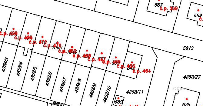 Mohelno 466 na parcele st. 641 v KÚ Mohelno, Katastrální mapa