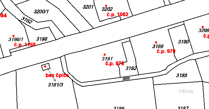 Smržovka 978 na parcele st. 3191 v KÚ Smržovka, Katastrální mapa