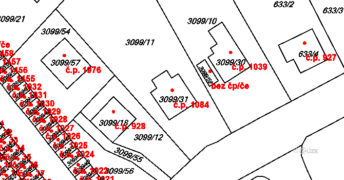 Pelhřimov 1084 na parcele st. 3099/31 v KÚ Pelhřimov, Katastrální mapa
