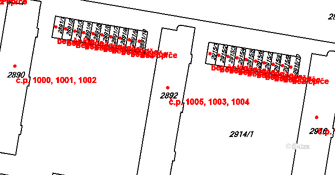 České Budějovice 3 1003,1004,1005, České Budějovice na parcele st. 2892 v KÚ České Budějovice 3, Katastrální mapa
