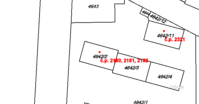 Česká Lípa 2180,2181,2182 na parcele st. 4642/2 v KÚ Česká Lípa, Katastrální mapa