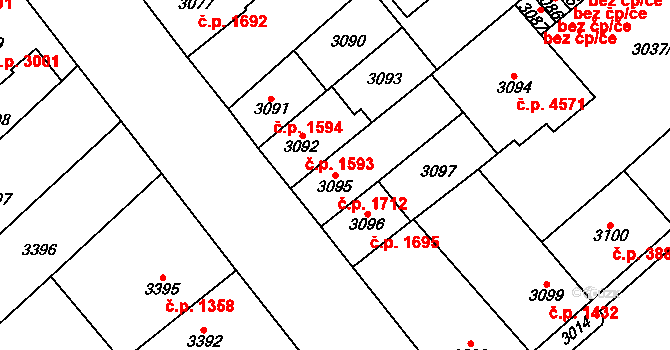 Chomutov 1712 na parcele st. 3095 v KÚ Chomutov I, Katastrální mapa