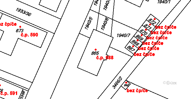 Rtyně v Podkrkonoší 688 na parcele st. 865 v KÚ Rtyně v Podkrkonoší, Katastrální mapa