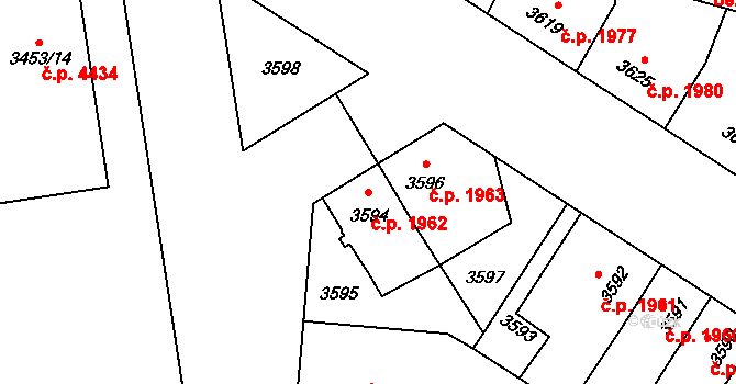 Prostějov 1962 na parcele st. 3594 v KÚ Prostějov, Katastrální mapa
