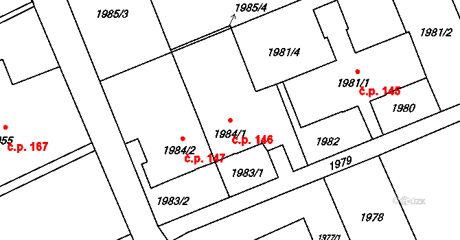 Dolní Suchá 146, Havířov na parcele st. 1984/1 v KÚ Dolní Suchá, Katastrální mapa