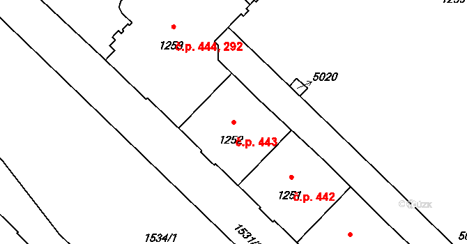 Město 443, Havířov na parcele st. 1252 v KÚ Havířov-město, Katastrální mapa