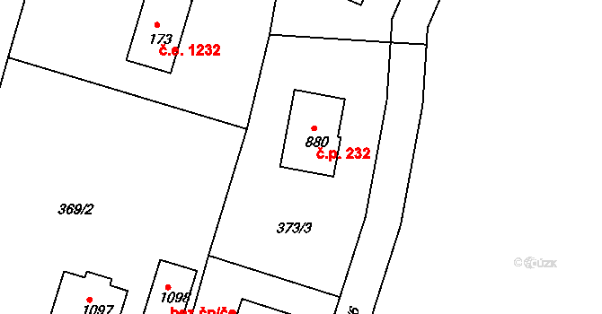 Ládví 232, Kamenice na parcele st. 880 v KÚ Ládví, Katastrální mapa