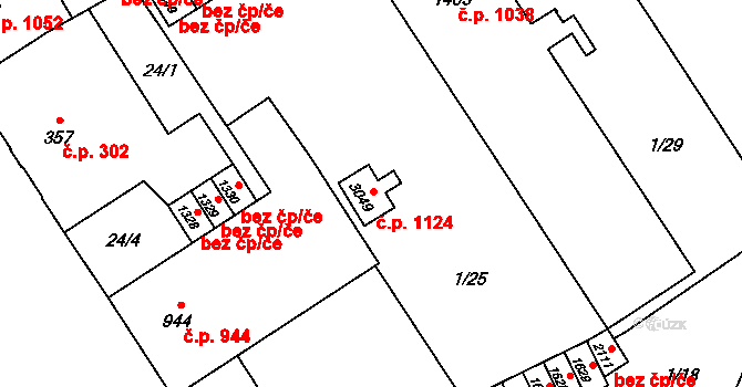 Přívoz 1124, Ostrava na parcele st. 3049 v KÚ Přívoz, Katastrální mapa