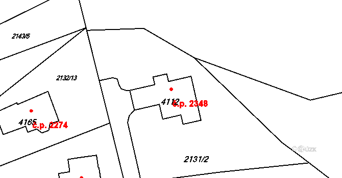 Rožnov pod Radhoštěm 2348 na parcele st. 4112 v KÚ Rožnov pod Radhoštěm, Katastrální mapa