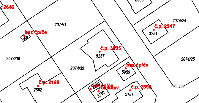 Dvůr Králové nad Labem 3035 na parcele st. 5257 v KÚ Dvůr Králové nad Labem, Katastrální mapa