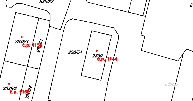 Prachatice II 1144, Prachatice na parcele st. 2339 v KÚ Prachatice, Katastrální mapa