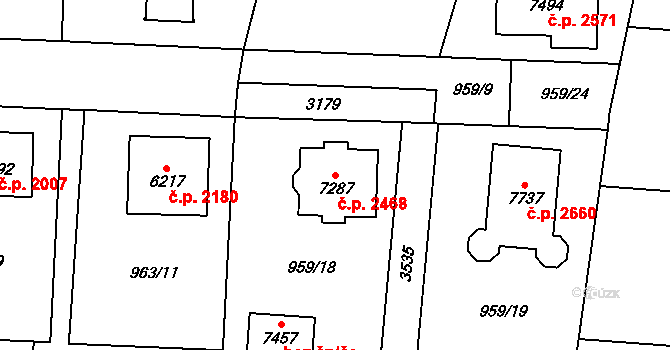 Cheb 2468 na parcele st. 7287 v KÚ Cheb, Katastrální mapa