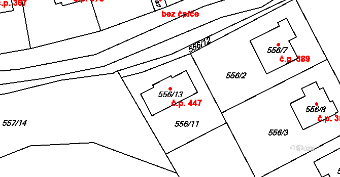 Sedlec 447, Kutná Hora na parcele st. 556/13 v KÚ Sedlec u Kutné Hory, Katastrální mapa