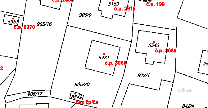 Dvůr Králové nad Labem 3068 na parcele st. 5481 v KÚ Dvůr Králové nad Labem, Katastrální mapa