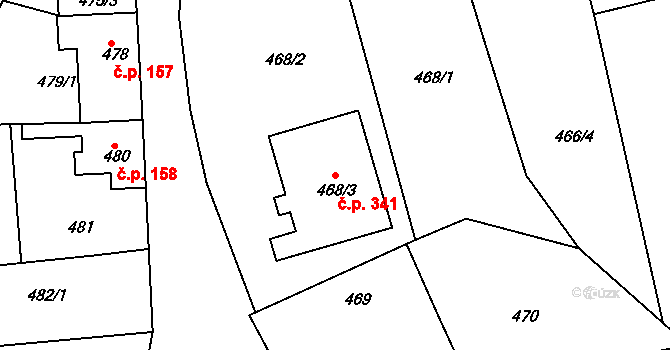 Malín 341, Kutná Hora na parcele st. 468/3 v KÚ Malín, Katastrální mapa
