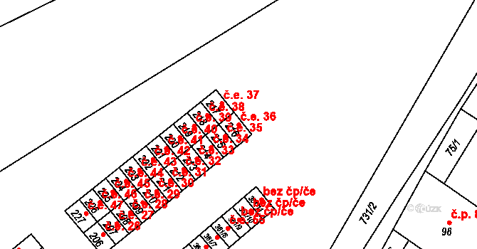 Mariánské Radčice 36 na parcele st. 216 v KÚ Mariánské Radčice, Katastrální mapa