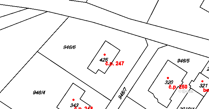 Horní Libchava 247 na parcele st. 425 v KÚ Horní Libchava, Katastrální mapa