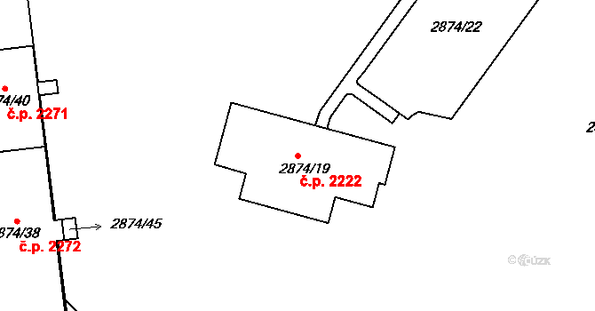 Sokolov 2222 na parcele st. 2874/19 v KÚ Sokolov, Katastrální mapa
