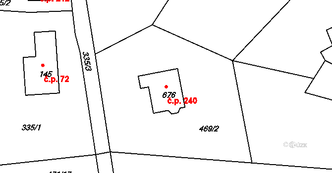 Lubno 240, Frýdlant nad Ostravicí na parcele st. 676 v KÚ Lubno, Katastrální mapa